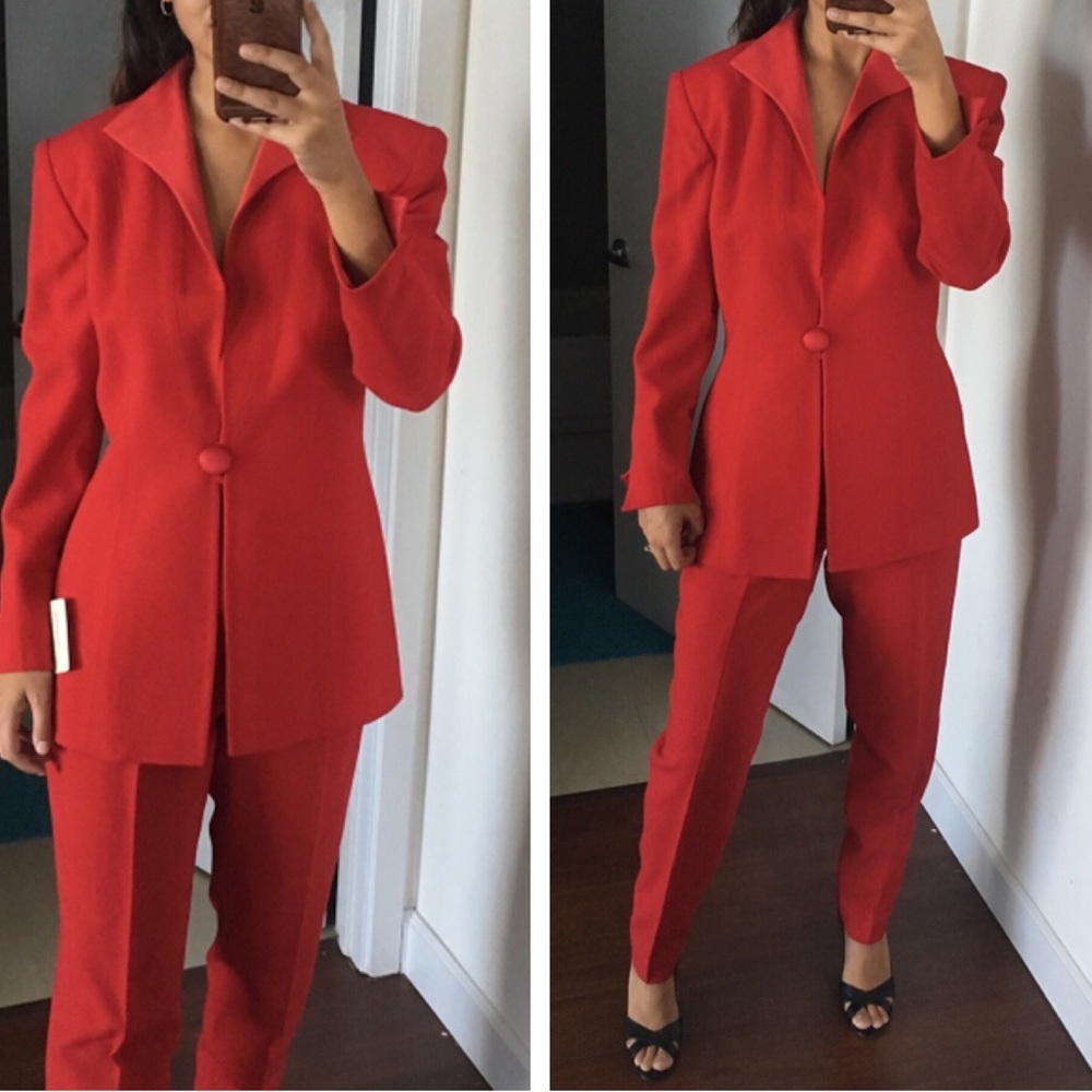NWT Christian Dior red satin crepe suit - Picture 6 of 8
